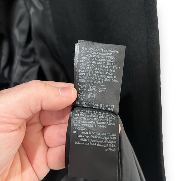 NWT & Other Stories Long Black Double Breasted Pea Coat Size 8 Wool Blend $259 - Picture 12 of 16